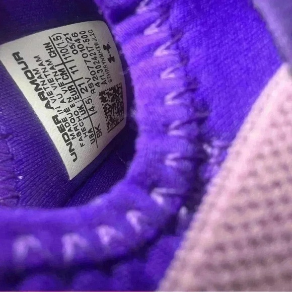 Under Armour UA GINF Runplay Purple White Slip On  Sz 5K - Picture 6 of 6